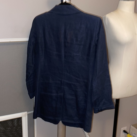 Navy Linen Blazer - Picture 2 of 4